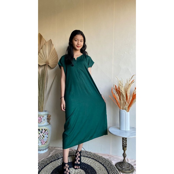 DASTER RAYON POLOS BUSUI Baju Long Semata Kaki Bumil Lengan Pendek Model Polos Terbaru Termurah
