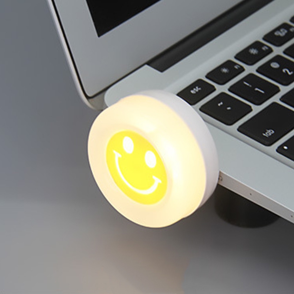 1pc Lampu Malam Led Mini Portable USB Desain Smile Untuk Dekorasi Kamar Tidur