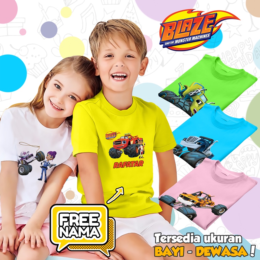 [FREE NAMA!!] Baju Kaos COUPLE  ANAK DAN DEWASA BLAZE BANYAK MOTIF