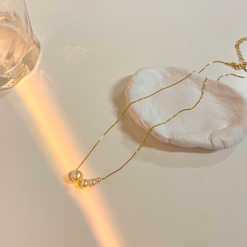 Kalung Choker Liontin Manik-Manik Mutiara Gaya Korea Untuk Wanita