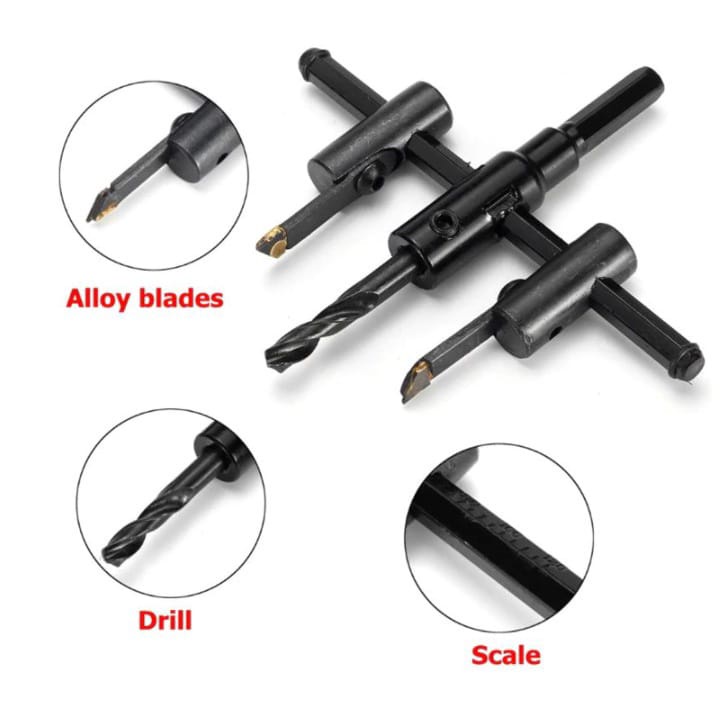 Mata Bor Kayu Jangka / Adjustable Circle Hole saw Cutter (ukuran pilih sesuai variasi)