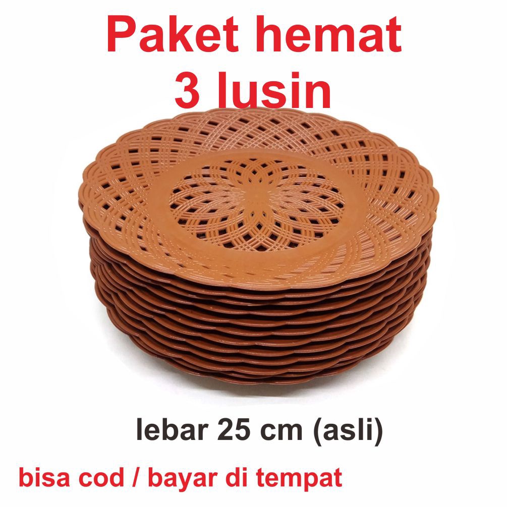 3 lusin LJR Paket hemat Piring anyaman rotan Plastik 36 PCS / piring plastik / piring anyam