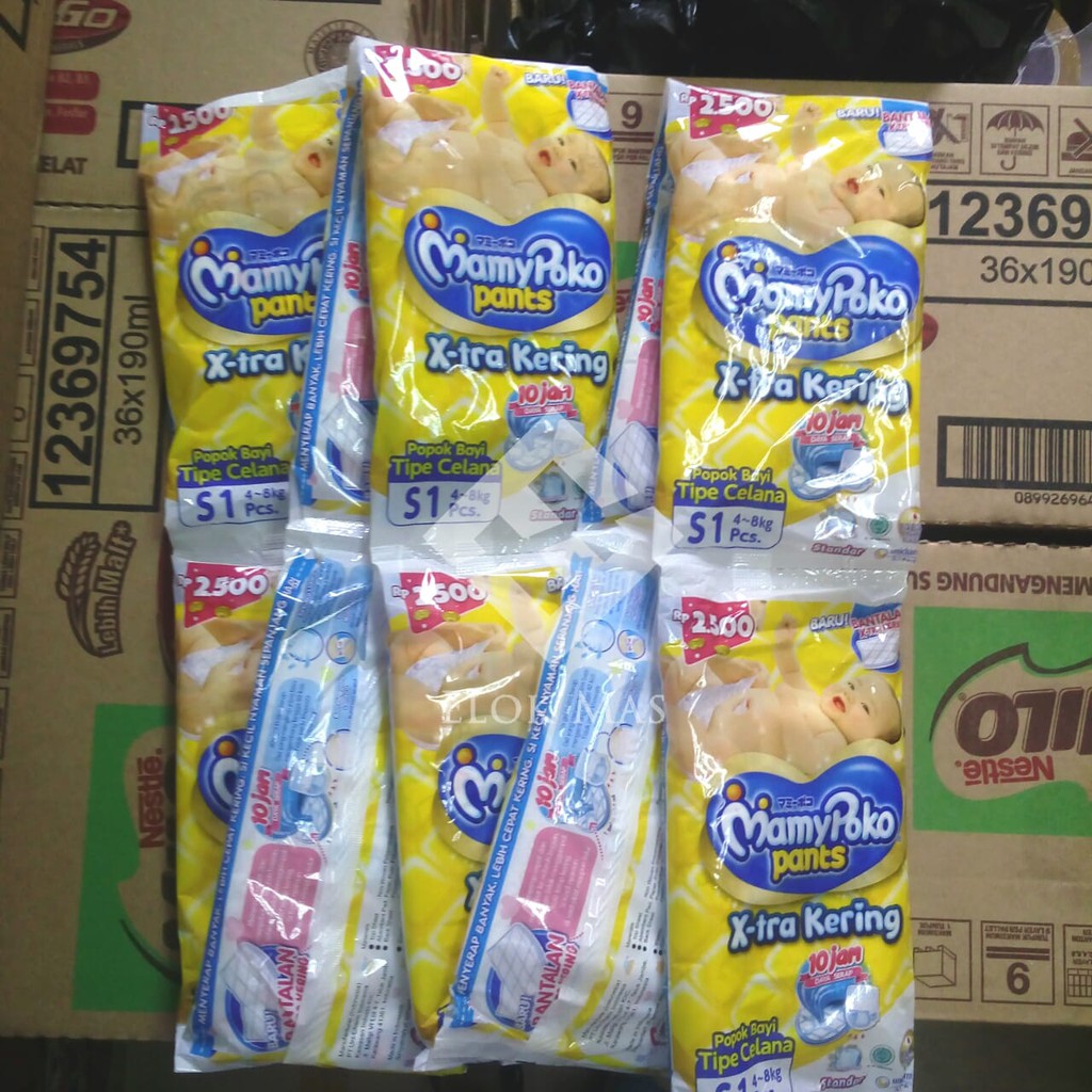 MamyPoko Pants Standar S 1 / S1 per RENCENG (10 pcs) / Popok Celana Bayi Mamy Poko Renteng Mamipoko