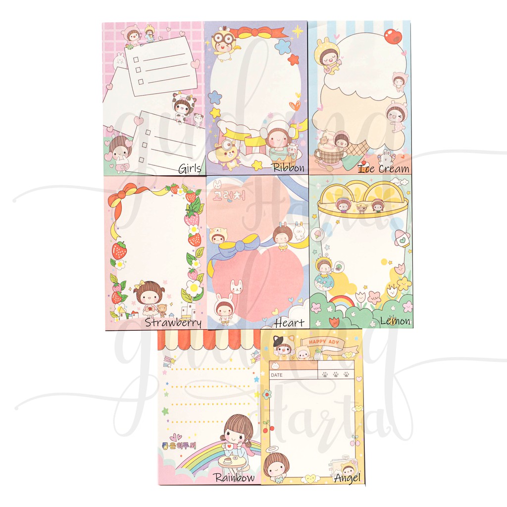 Sticky Notes Brown Hair Girl Notes Cewek Rambut Coklat DIY Scarpbook  GH 301424