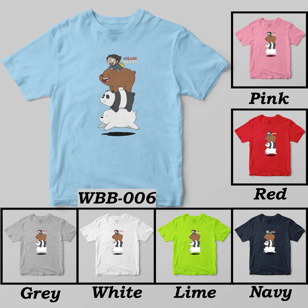 [FREE NAMA !!] Kaos Anak &amp; Family We Bare Bears 100% COTTON PREMIUM