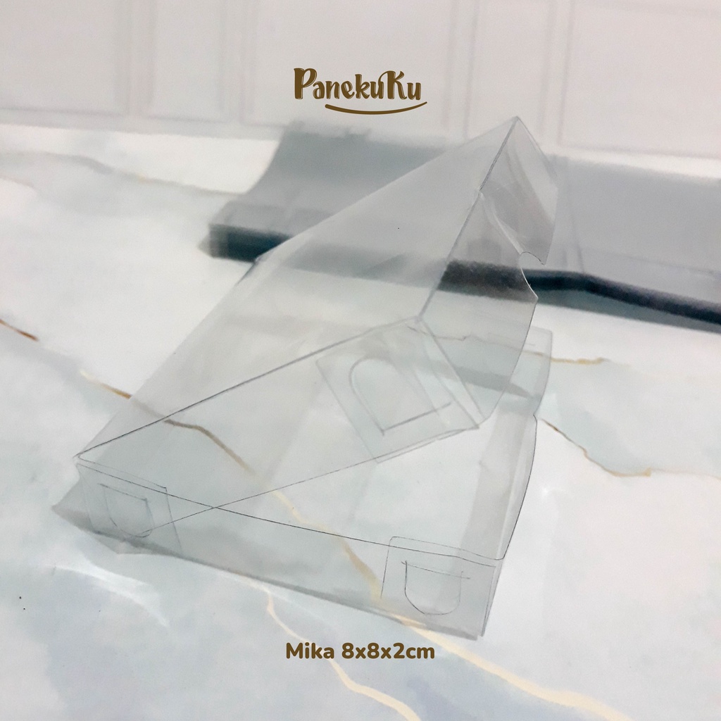 

Kotak box mika souvenir pernikahan/ icing cookies mini 8x8 cm