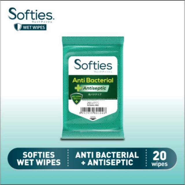 Softies Tissue basah Anti Bacterial  20 Sheet