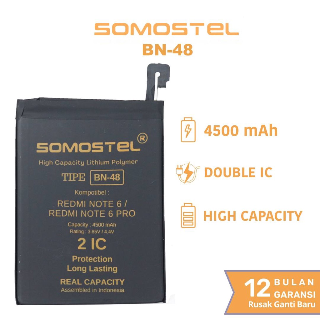 Somostel - BN48 Redmi Note 6 / Redmi Note 6 Pro Batre Batrai Baterai