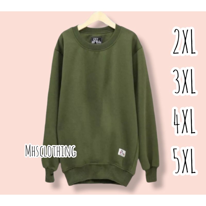 SWEATER CREWNECK POLOS JUMBO / OVERSIZE PRIA WANITA BIGSIZE XXL XXXL XXXXL XXXXXL Army