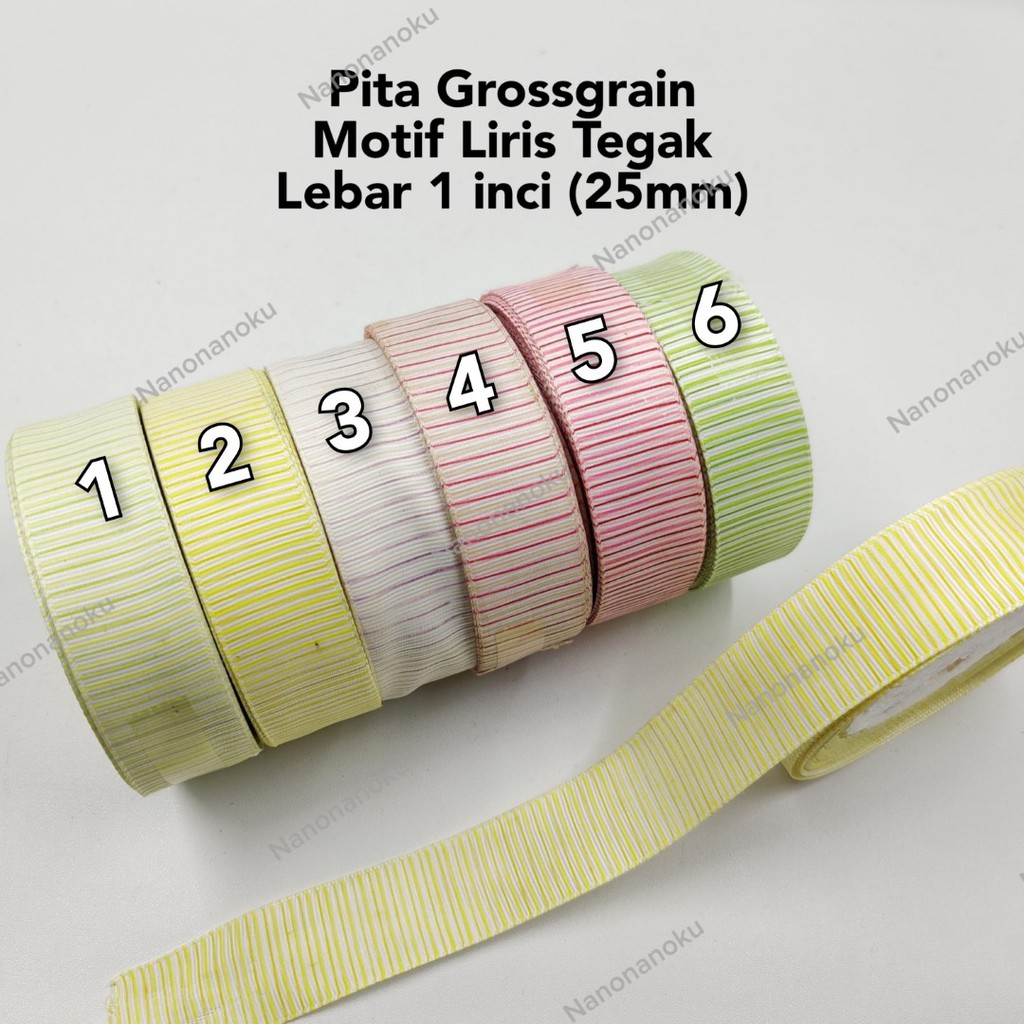 Pita Kain Grossgrain 1 inch 2,5 cm Motif Liris Tegak