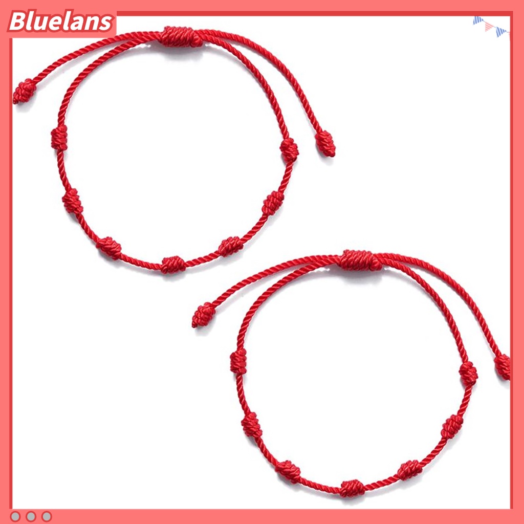 2 Pcs Gelang Tali Jimat Pelindung 7 Simpul Warna Merah Untuk Hadiah Tahun Baru