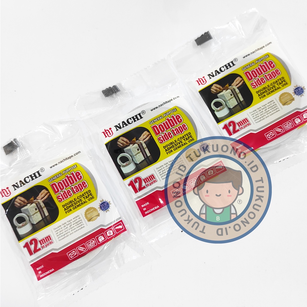 

NACHI DOUBLE SIDE TAPE 12mm x 10yard | Selotip Isolasi Bolak Balik
