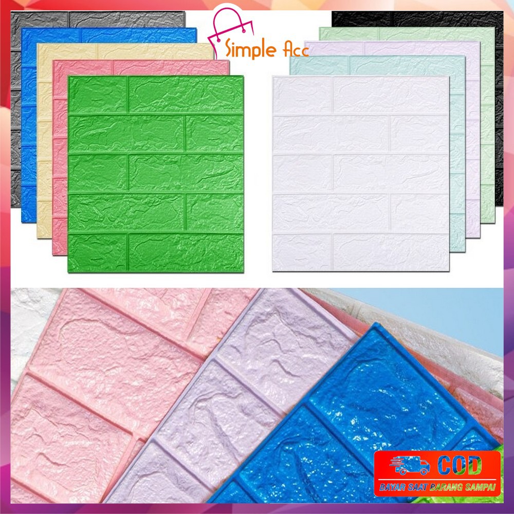 ~COD~ DO-C206 Wallpaper Dinding Foam 3D Kecil Motif Batu Bata/Walpaper Stiker Dinding Dekorasi Kamar-1