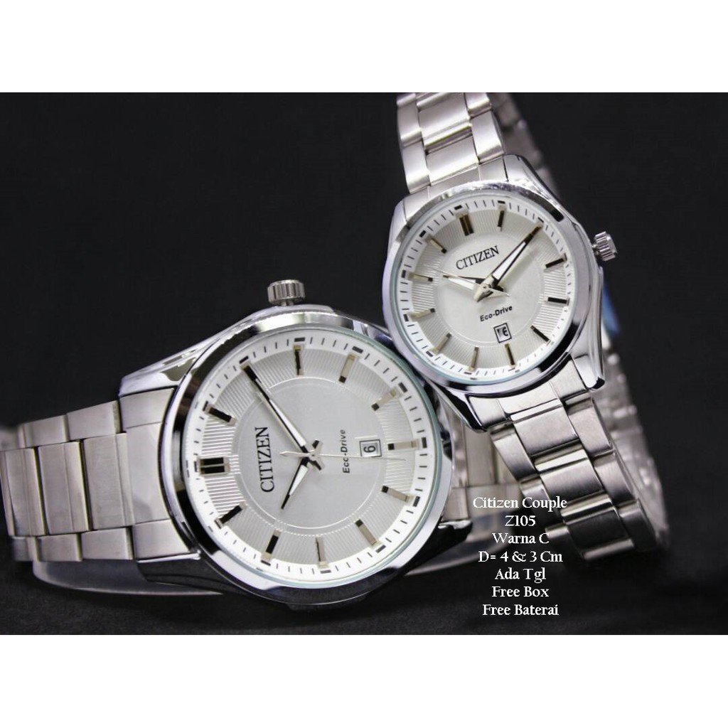Jam Tangan Pasangan / Couple Murah Citizen Fashion Silver In White
