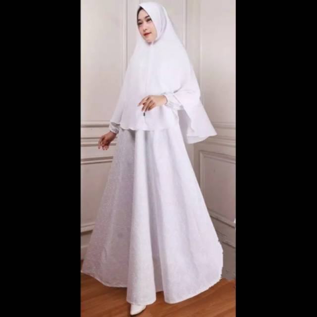 Gamis Putih Bahan Katun Polos / Baju Gamis Putih