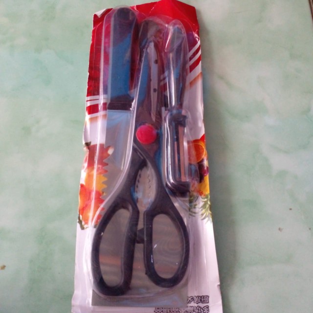 Pisau Set 4in1 - Pisau Daging / Pisau Buah, Pisau Sayur, Peeler, Gunting