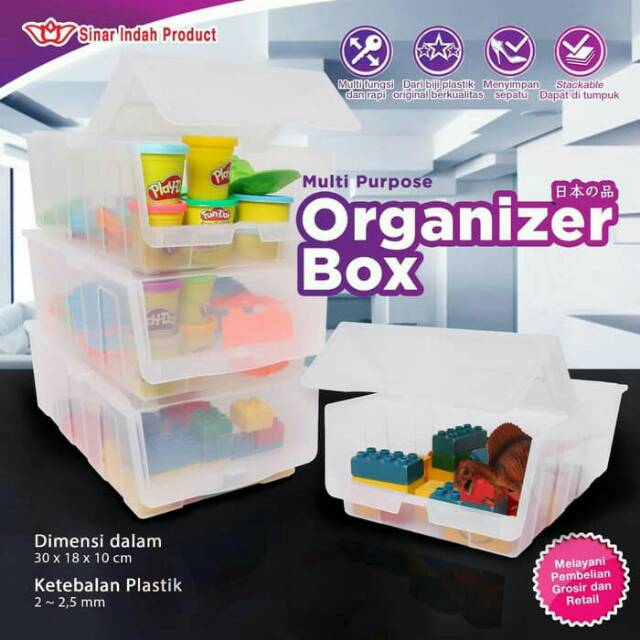 Organizer box per 3pcs bahan plastik berkualitas untuk simpan barang multifungsi bisa ditumpuk