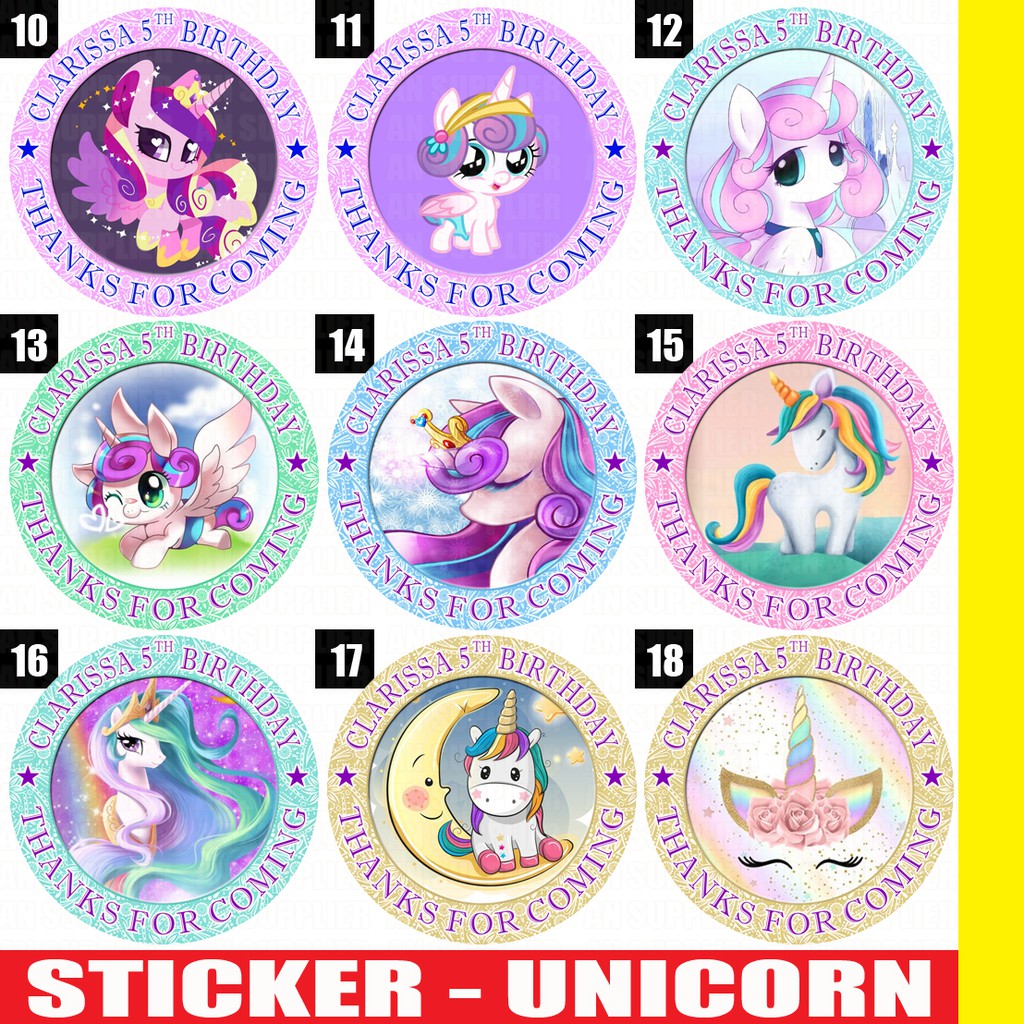 60 Stiker Label Bag Kue Souvenir Ultah Ulang Tahun Unicorn Shopee Indonesia