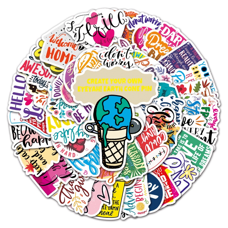 Zhang inspirational Bahasa Inggris grafiti kartun stiker bagasi laptop kulkas mobil ponsel dekorasi