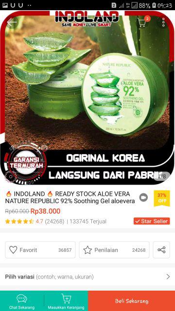 INDOLAND â˜€ Jamin Original 100% NATURE REPUBLIC ALOE VERA