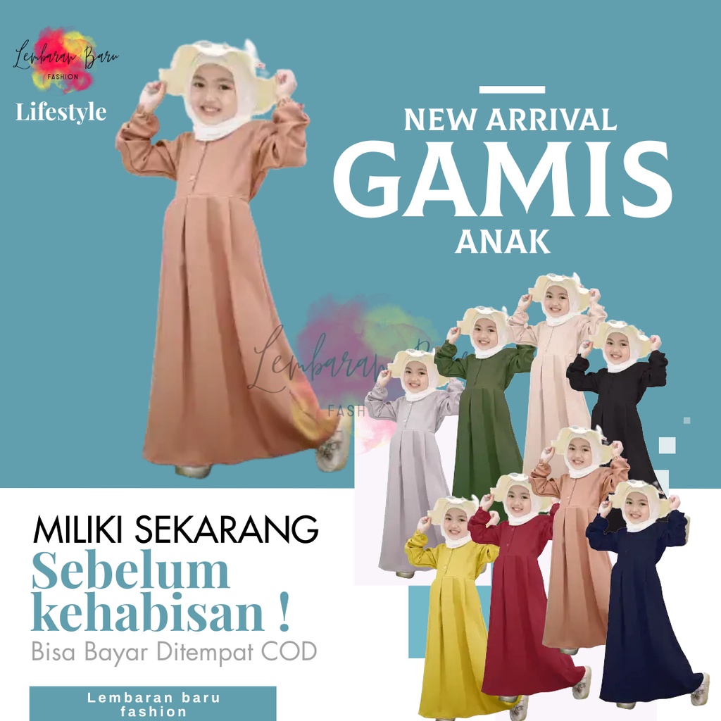 Set Gamis anak perempuan baju muslim anak perempuan umur 1 2 3 4 tahun model kekinian lebaran terbaru 2022 0016