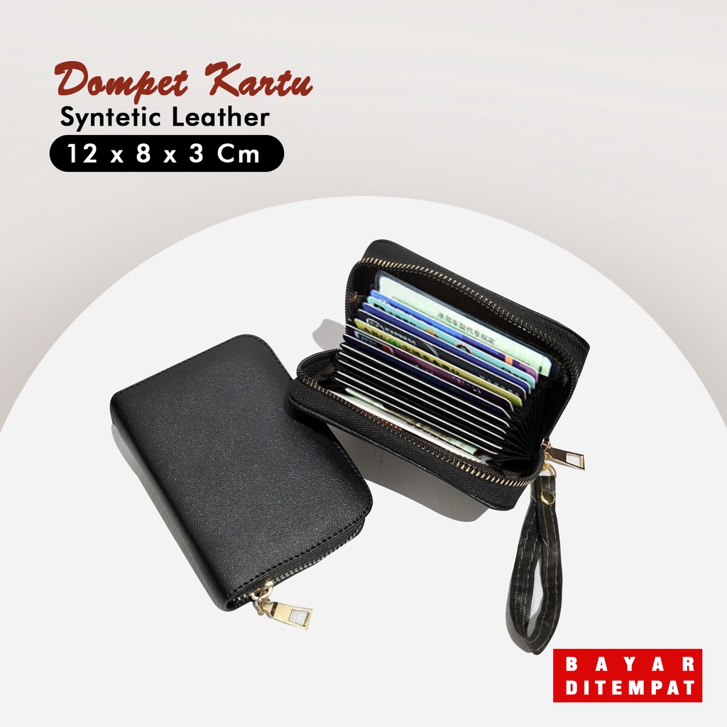 dompet wanita mini polos kulit sintetis tempat kartu uang koin lucu