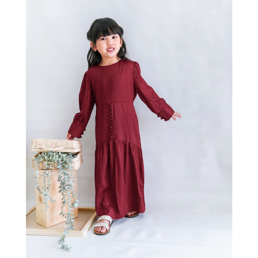 ALINA MAXI DRESS | Baju Anak | Dress Anak Perempuan | Dress Rayon | Dress Muslim Anak | Dress kancing Anak | Dress Mermaid anak | Puff dress anak