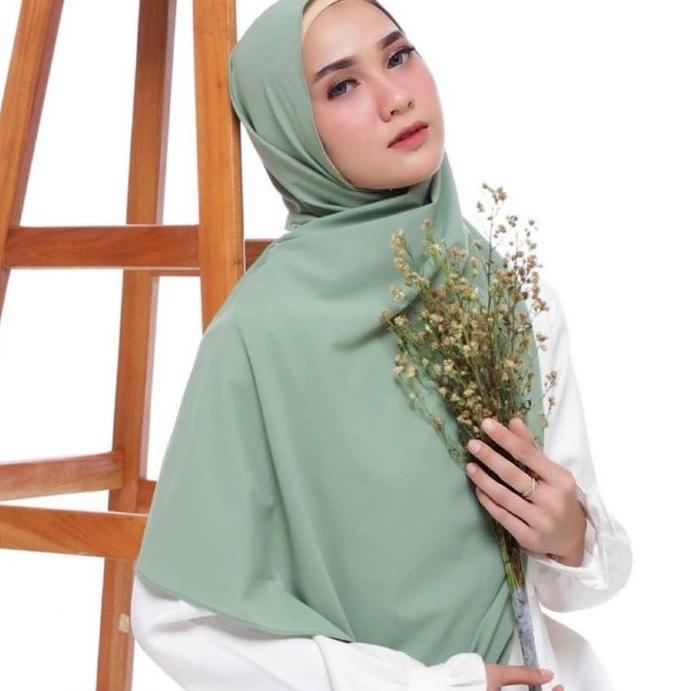 ❆ pashmina ceruty babydoll polos warna hijau mint by khazanah hijab ◊