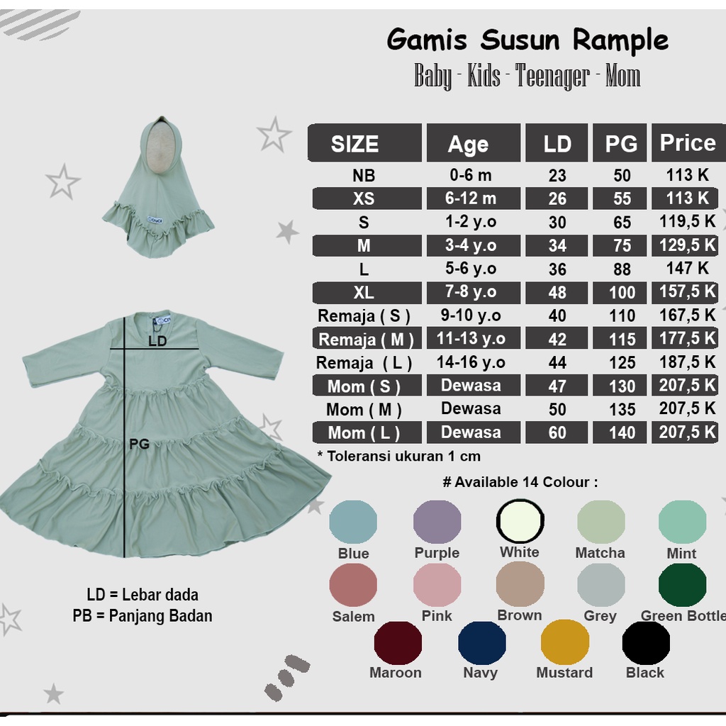 CruCil Factory Baju Gamis Susun Rample (3y-8y)