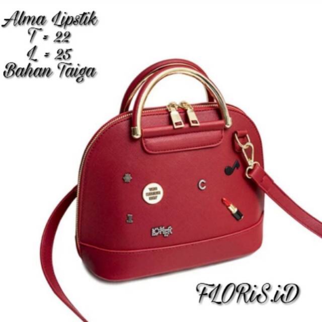 Tas Bulu Boneka Beruang pita slempang wanita Totebag Mini Murah Cewek Wanita Anak Sekolah Kuliah Kerja/ TAS MURAH LOKAL/Type Alma LIPSTIK Sablon/