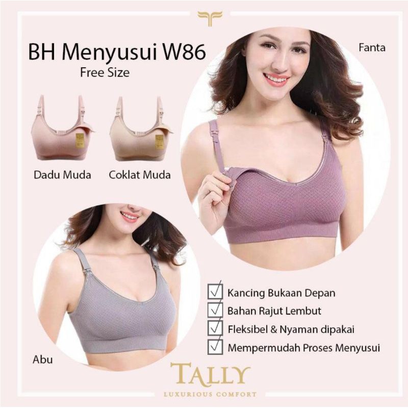 BRA TALLY BH MENYUSUI w86 katun tanpa kawat busa tipis premium ori