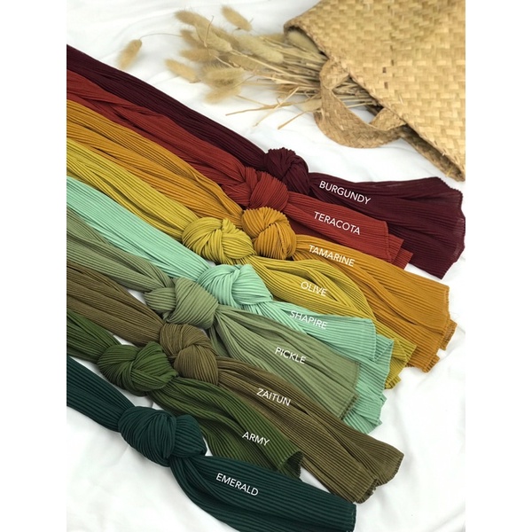 Pashmina Plisket Lidi Ceruty Baby Doll FULL TANPA GARIS TENGAH Pleats Plisir premium part 1⁷-7