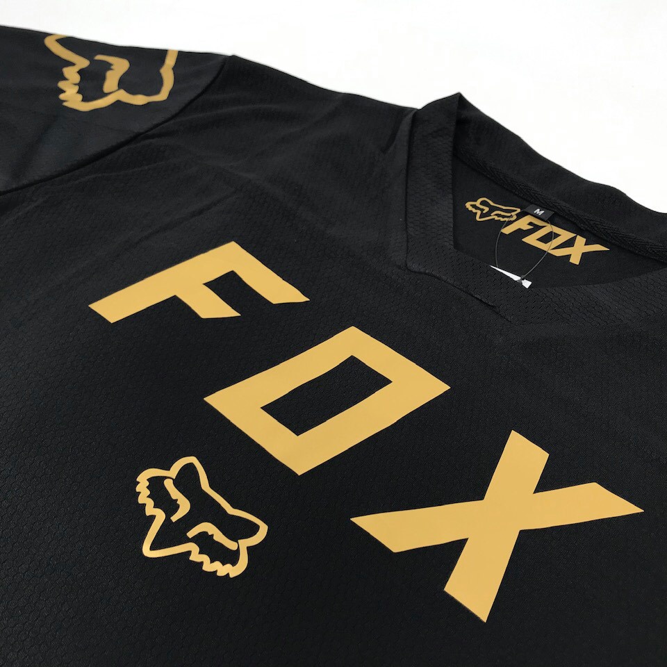 Jersey Sepeda Vneck bahan oktagon JPAO FOX Black Gold