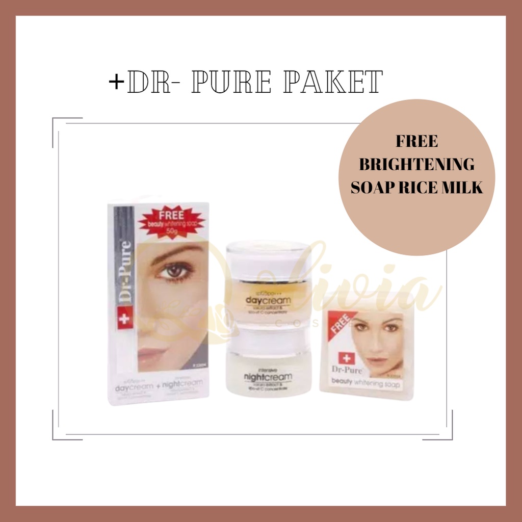 DR-PURE PAKET FREE WHITENING SOAP(DAYCREAM,NIGHT CREAM)PRODUK ASLI DAN ORIGINAL
