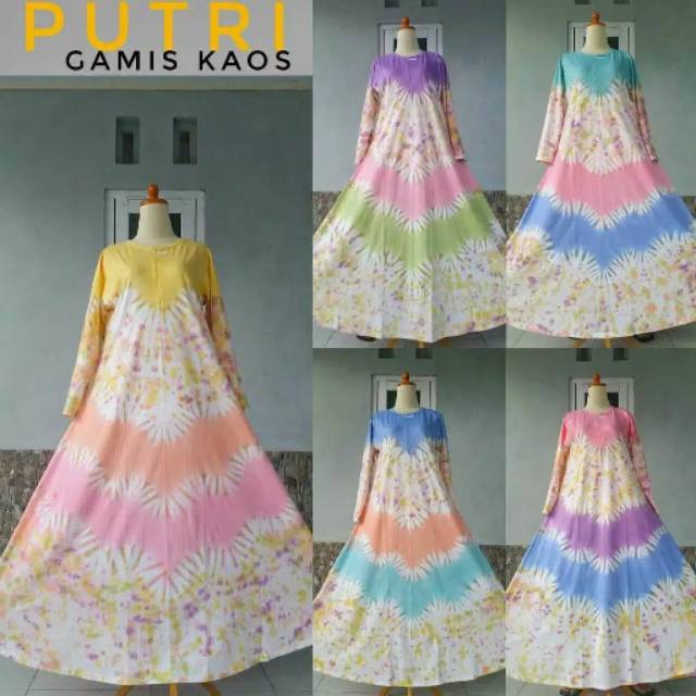 gamis kaos putri/gamis kaos pelangi/gamis kaos combet