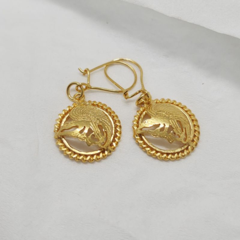 anting cendrawasih lapis emas 24k