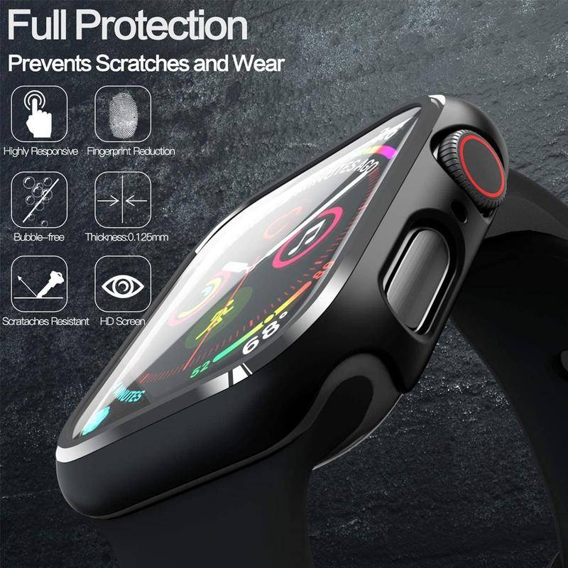 Bumper Tempered Glass + Cover Untuk Apple Watch Seri 8 7 41mm 45mm 6 5 4 SE 3 2 1 38 40 42 44mm