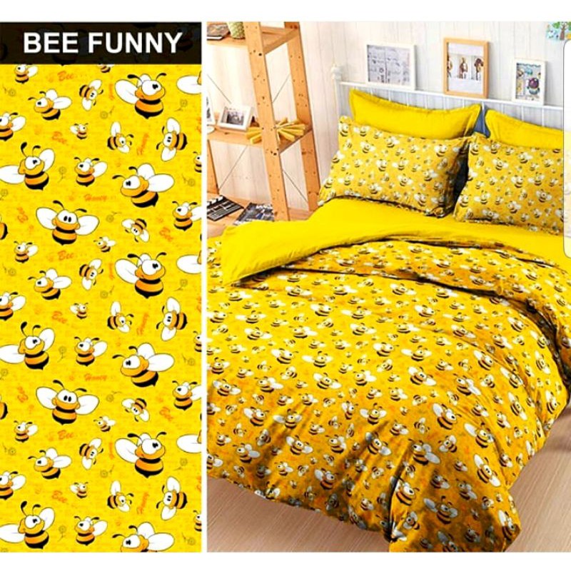 Kain Bahan Sprei Meteran Katun Nikita Motif  bee Funny