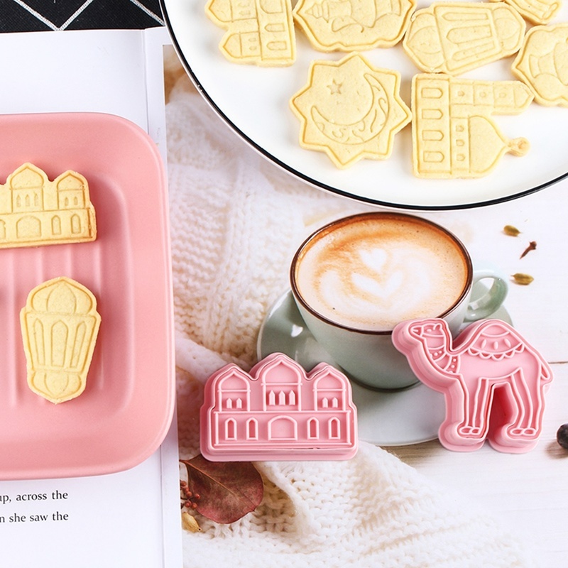 6pcs / Set Cetakan Kue / Biskuit Motif EID Mubarak Untuk Dekorasi Festival Ramadhan Mubarak