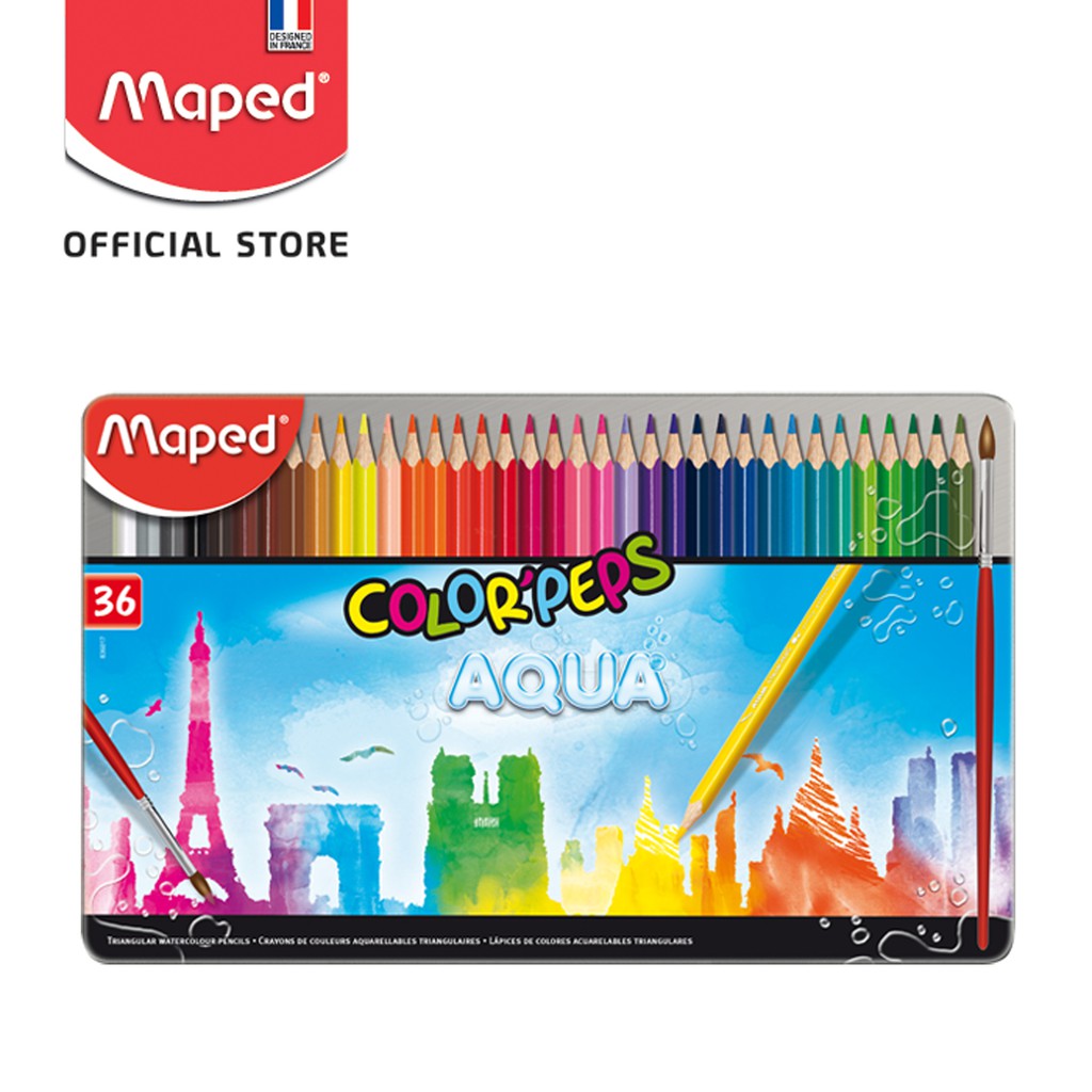 Maped  Pensil  Warna  Water Color Pencils 36 Metal Box 
