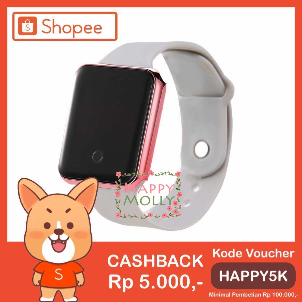 Touch Screen★LED Watch [ Grey Rose Gold ] Jam Tangan Digital Pria &amp; Wanita - Strap Rubber