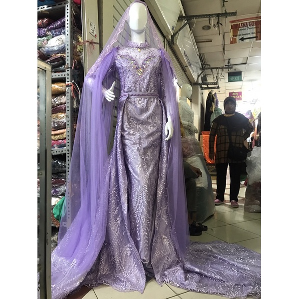 gaun slim mutiara warna taro dan lilac MURAH