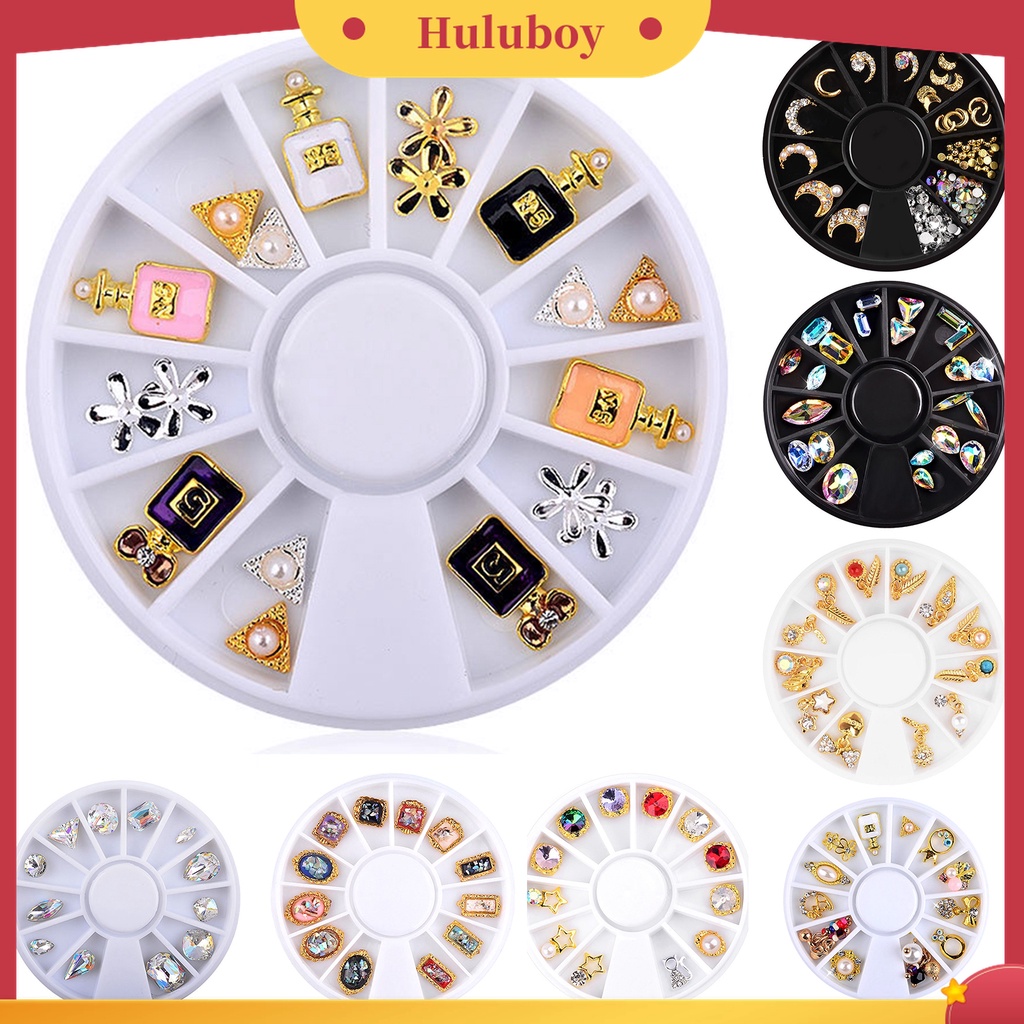 Huluboy Huluboy♡ Berlian Imitasi Kaca 3D Warna-Warni Untuk Dekorasi Manicure DIY