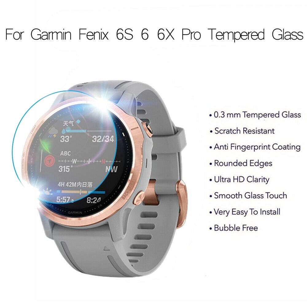 2Pcs Pelindung Layar Tempered Glass untuk Garmin Fenix 6 6S 6x Pro