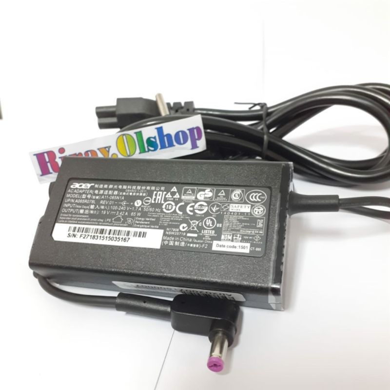 ADAPTOR CHARGER LAPTOP ACER ASPIRE 19V - 3.42A ORIGINAL