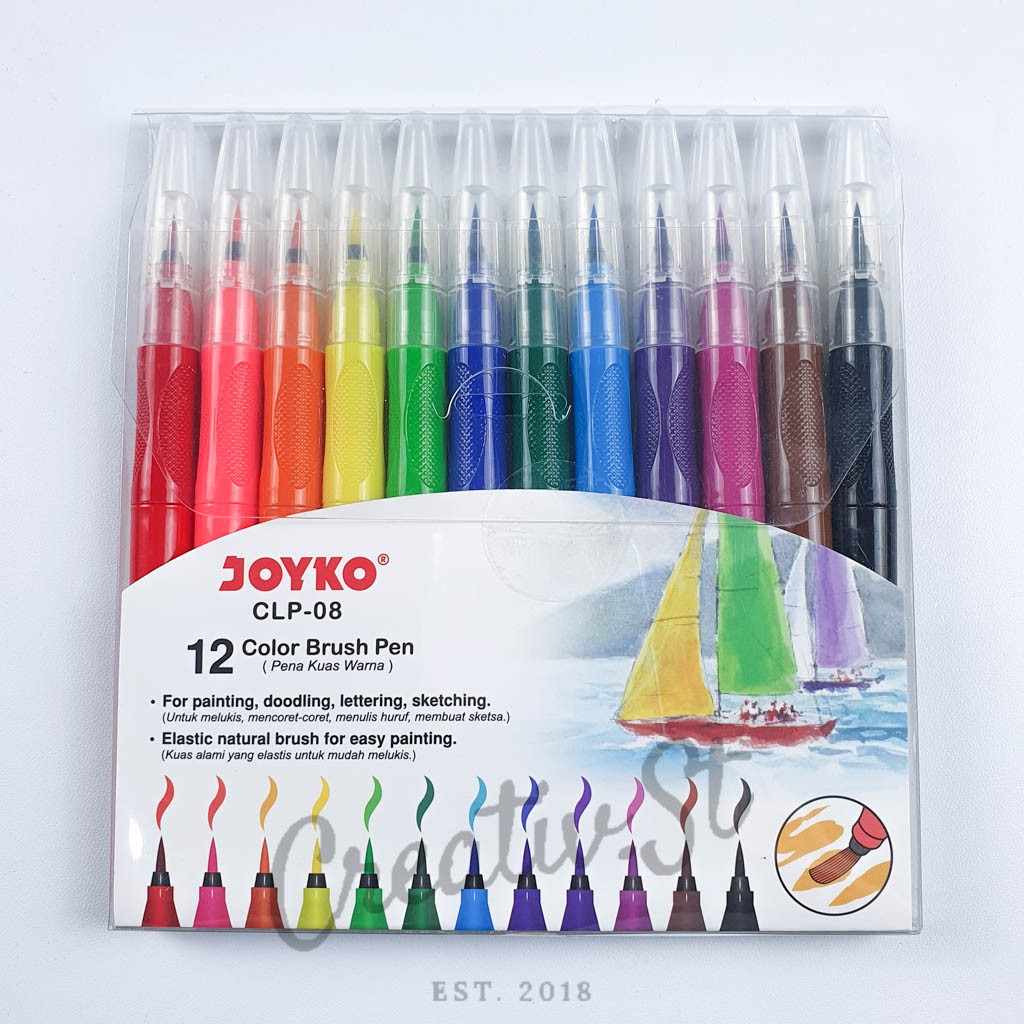 

JOYKO Brush Pen Clp-08 Real Brush 12 Warna Spidol Kaligrafi