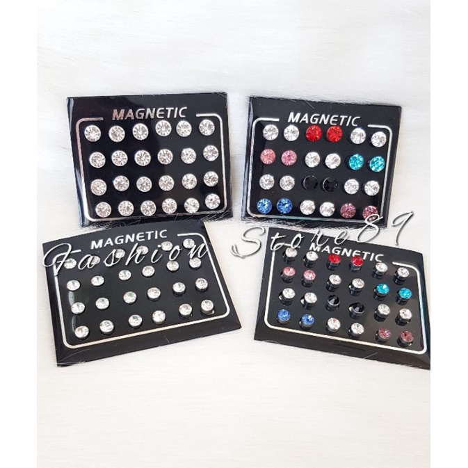 Ready Anting Magnet Permata Set permata putih set anting magnet permata warna