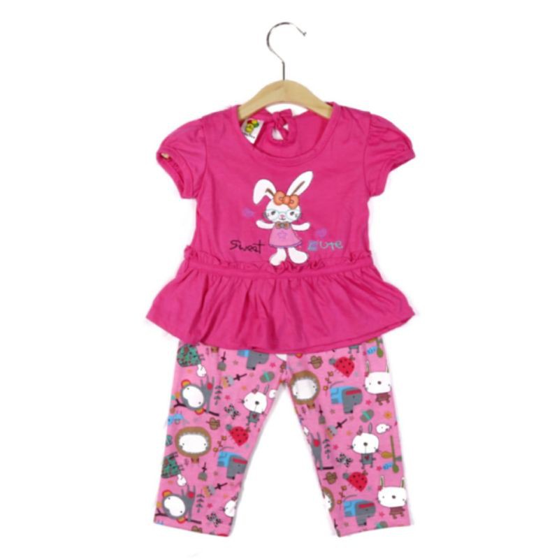 SETELAN FASHION PAKAIAN BAJU ANAK PEREMPUAN 1 TAHUN MOTIF BUNNY