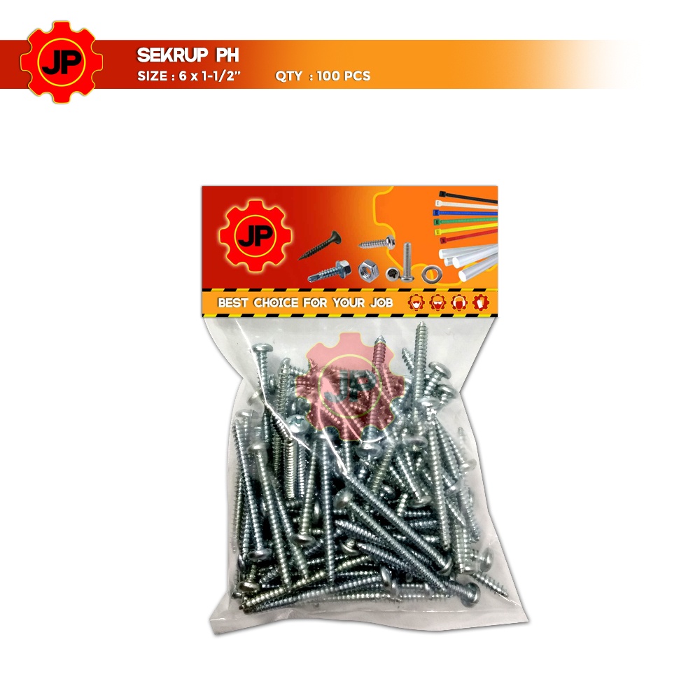 SEKRUP PH 6 x 1-1/2 - SKRUP PH 6x1-1/2 BAUT TAPPING ISI 100 PCS