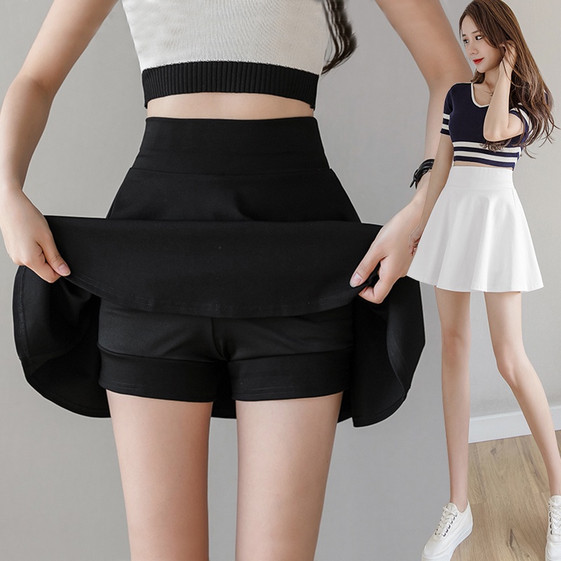 KARAKOREA 806 Bubble Flare Skirt (With Inner Pants) /Scuba Premium/Rok wanita mini ada /Rok payung/Rok Lebar/Rok Scuba/Rok Import/Rok Midi/Rok polos/Rok hitam/Rok korea/Rok Pendek